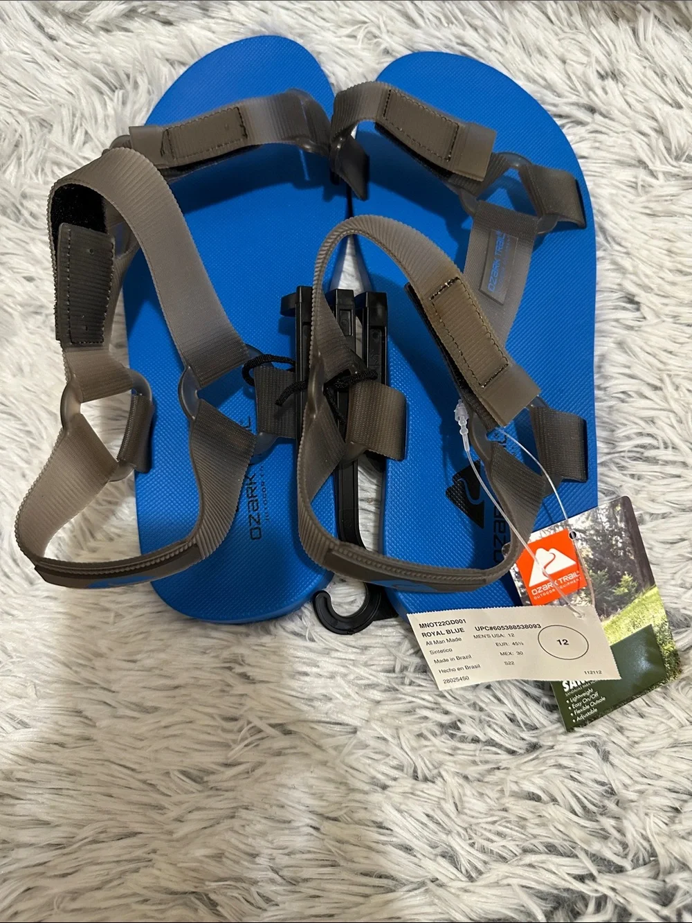 Blue Footbed Adjustable Strappy Sandals with Taupe Straps